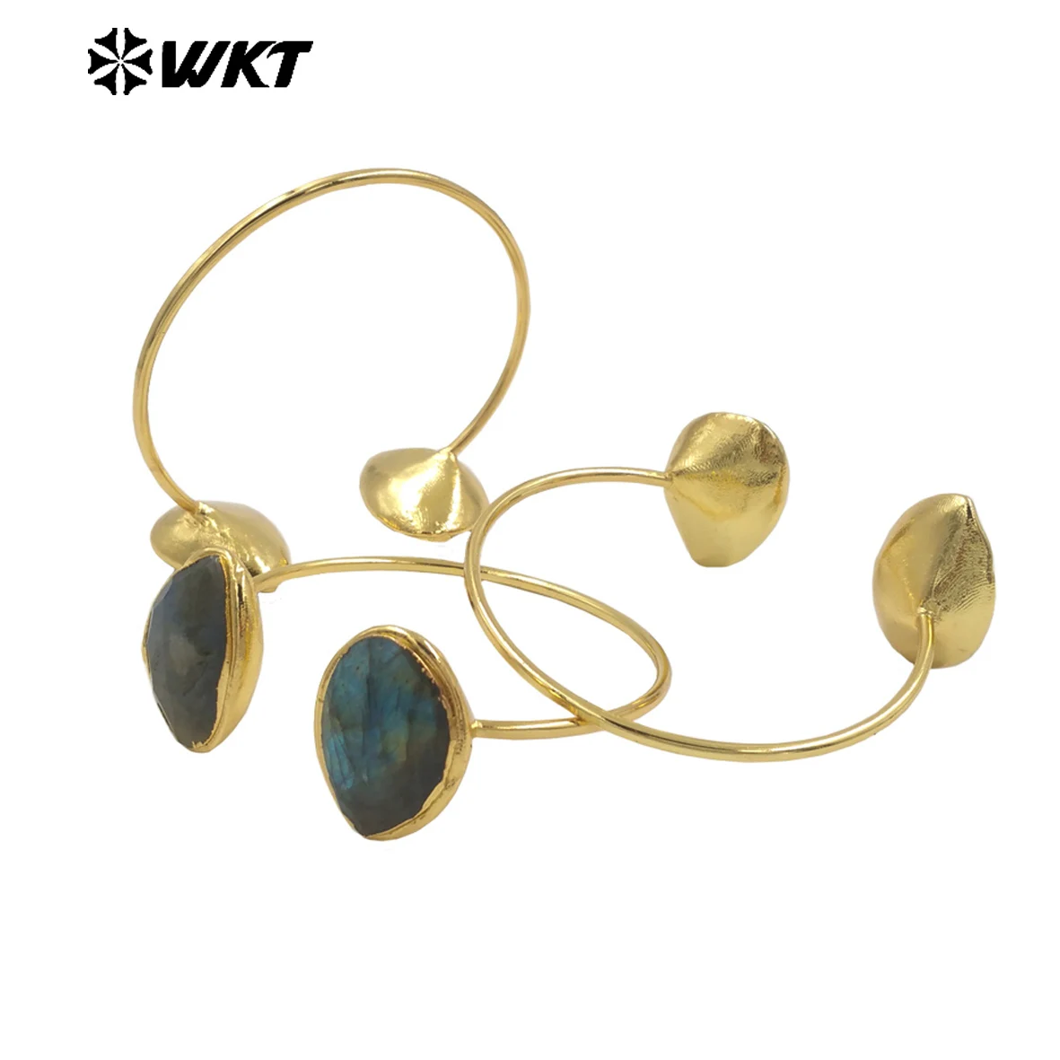 WT-B682 New Arrival Big Waterdrop Shape Bright Natural Labradorite Stone Thin Bracelet Vintage Clothing Jewelry Accessory