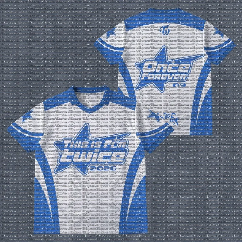 Girl Group Peripheral Sports Short Sleeved THIS IS FOR TWICE Full Printed Loose Fitting Men's and Women's Fan Tops