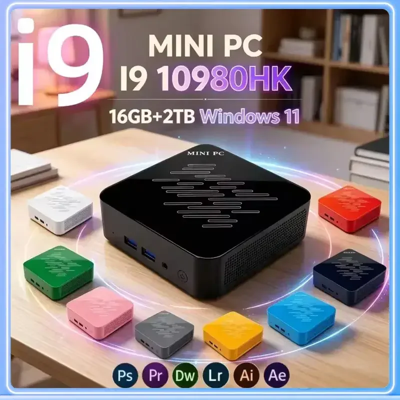 Portable Mini PC Intel i9 10980HK Win11 WIFI6 BT5.2 4K HD Output Mini Desktop PC For Video Editing Movie Streaming Light Game