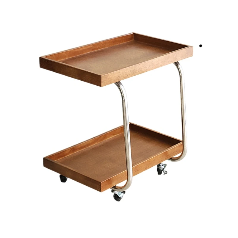 Vintage Solid Wood End Table Mid-Century Modern Movable Sofa Side Table with Storage Compact Accent Furniture for Living Room