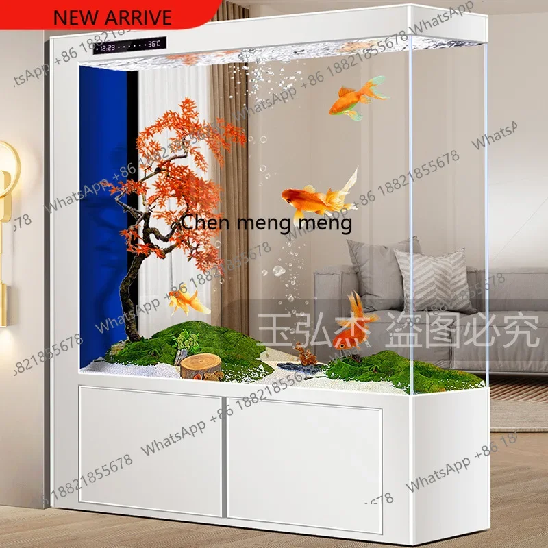 Living room household partition aquarium large ultra-white glass self-circulation filtration ecological water free