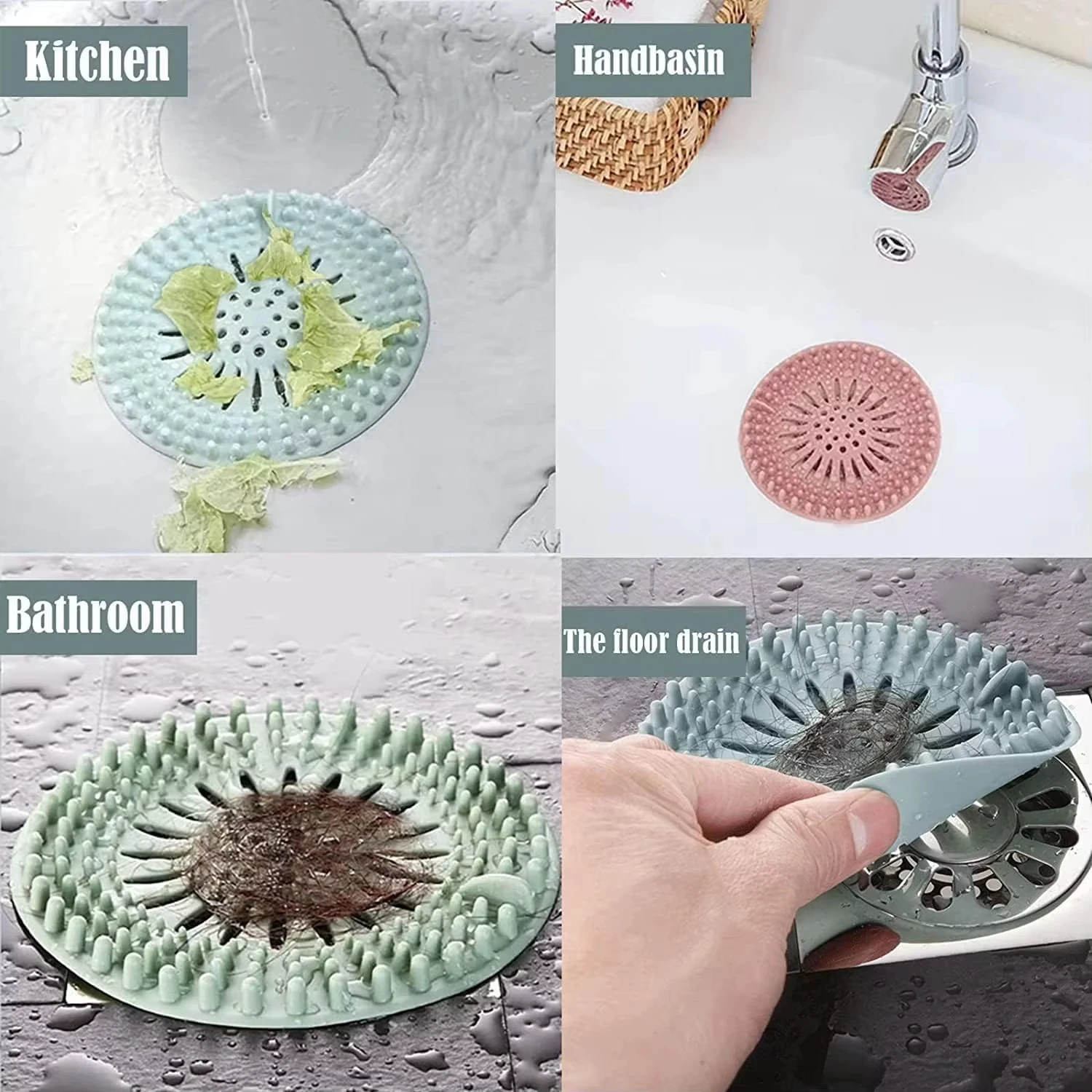 1pc Silicone Mesh Strainer, Anti-Clogging Sink Drain Protector with Optional Suction Cup, Drain Filter for Kitchen & Bathroom Sinks