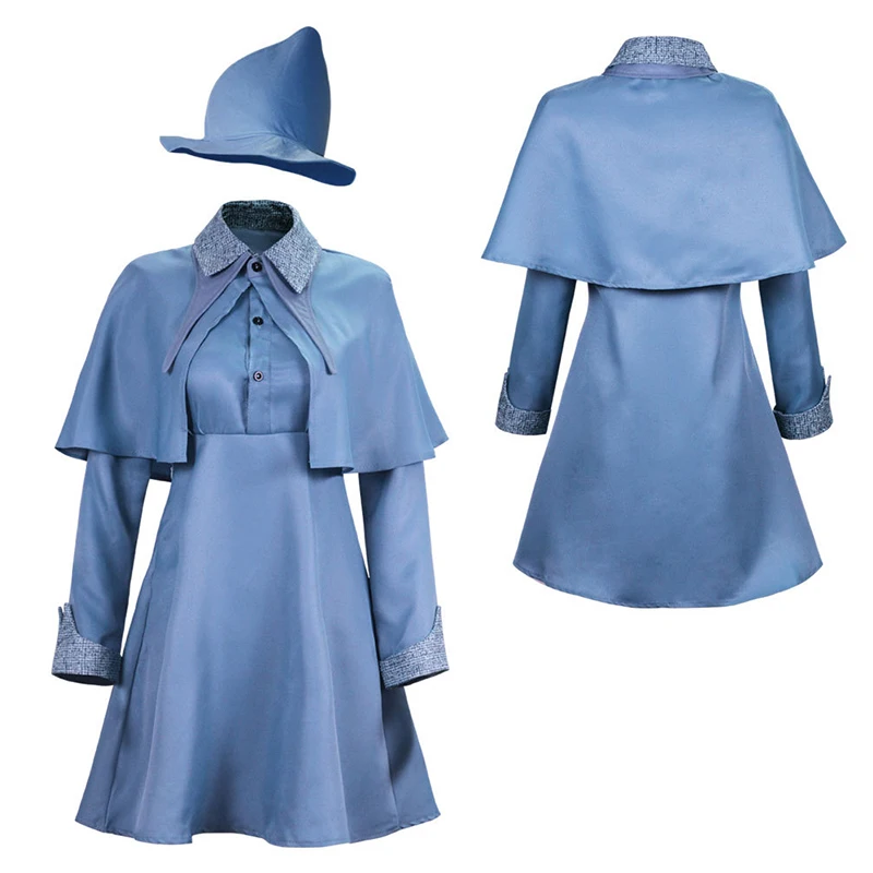 Wizard School Witch Fleur Isabelle Delacour Cosplay Costume Beauxbaton Magic Women School Uniform Hat Dress Suit Halloween