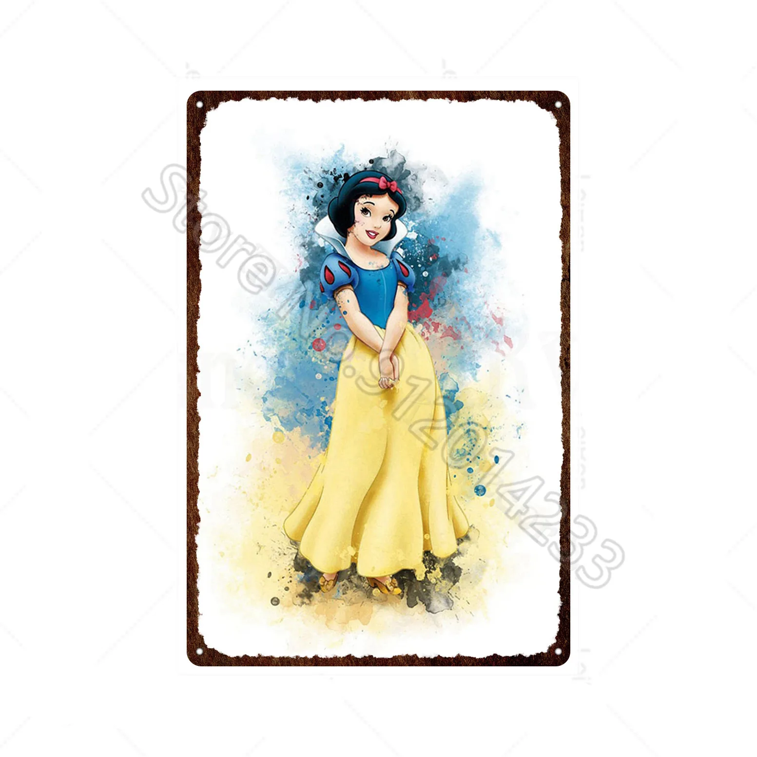 Disney Princess Cartoon Metal Tin Sign Snow White Rapunzel Frozen Elsa Plaque Colorful Graffiti Iron Plate Home Decor Nursery