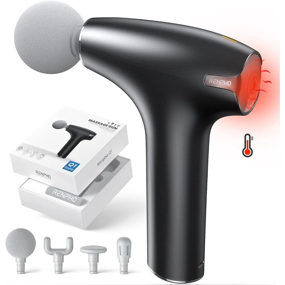 

Mini Massage Gun with Heat, FSA HSA Eligible Portable Percussion Handheld Muscle Massager, Compact Size for On-The-Go, Gifts fo