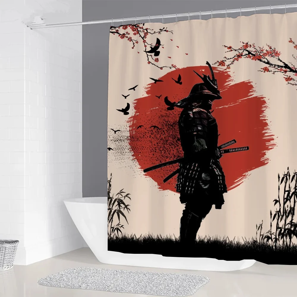 Japanese Samurai Curtains in the Bathroom Shower Curtain Waterproof Accessories Bath Bedrooms Home Fabric Shade Opaque Products