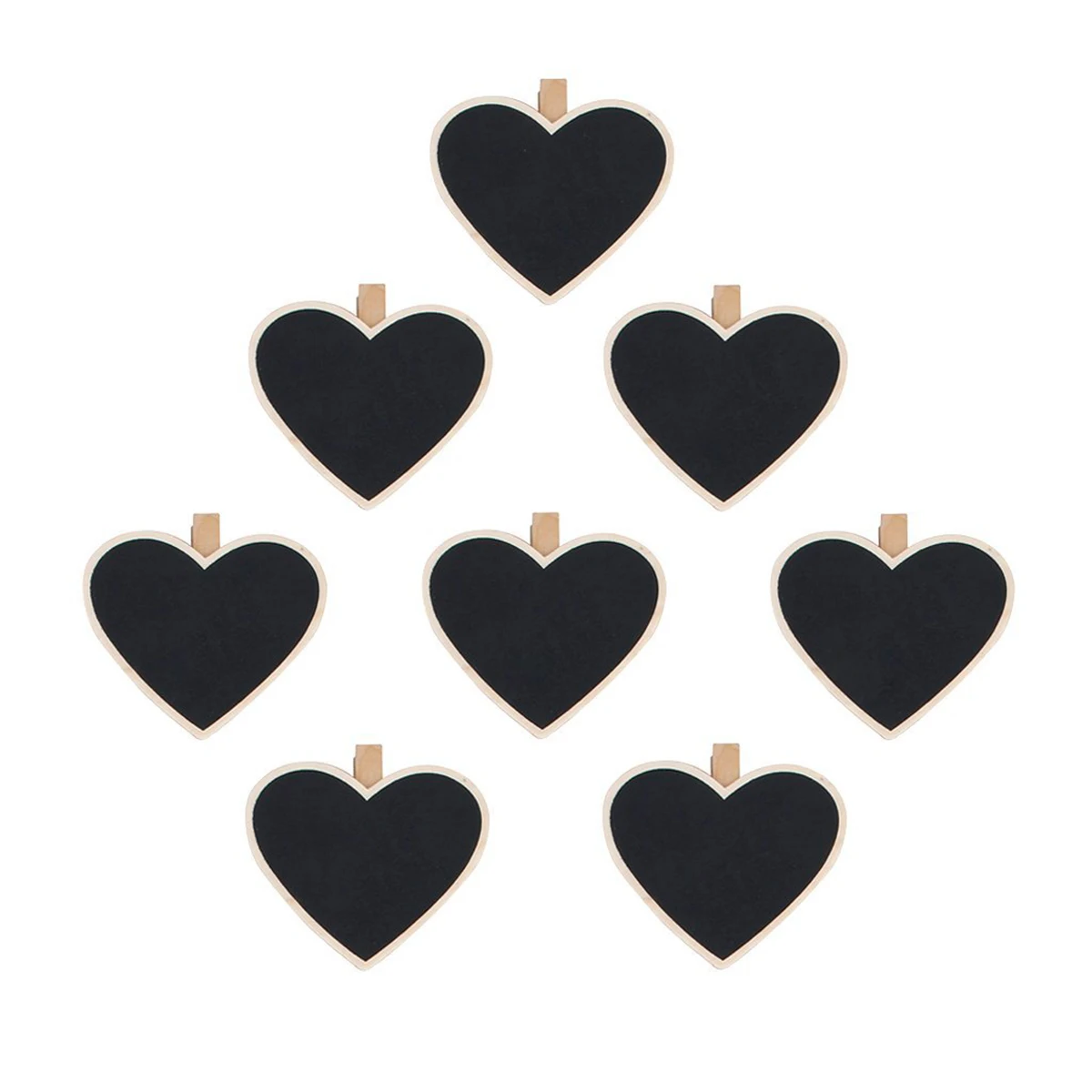 10 Pcs Wooden Message Folder Note Clip Chalkboard Sign Heart Paper Cutouts Wedding Shape Boards Hanging Messages Peg