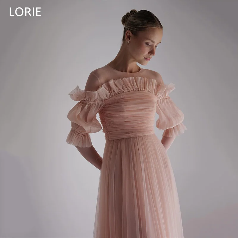 

LORIE Tulle Polychrome Bridesmaid Dresses A-Line lantern sleeve Bridemaid Dress Off Shoulder Wedding Party Prom Gowns Customized