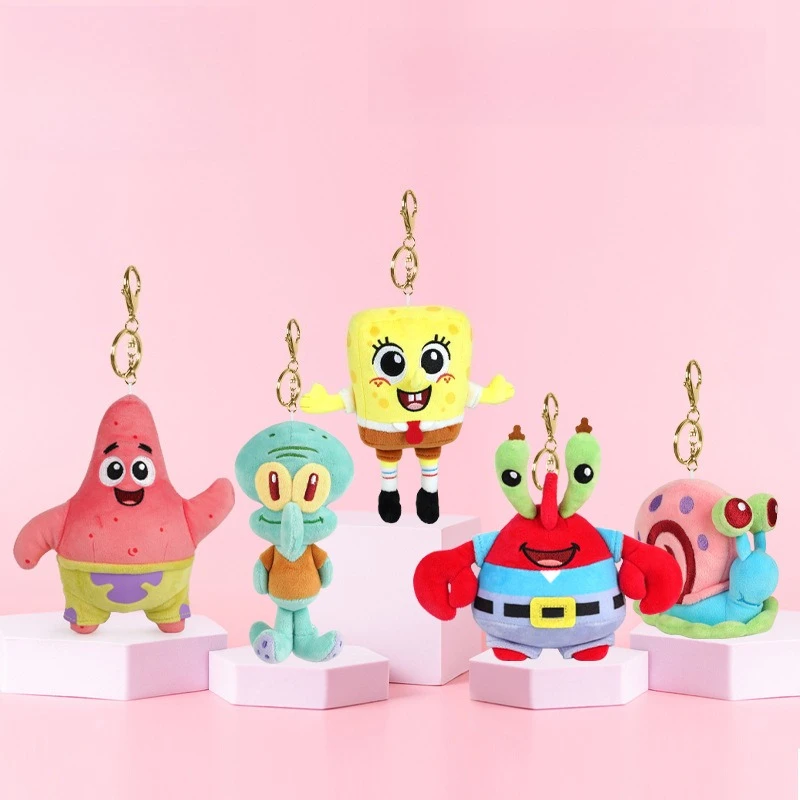

Kawaii Cartoon Spongebob Patrick Star Plush Toy Keychain Stitch Creative Gary Backpack Pendant Squidward Tentacles Friends Gifts