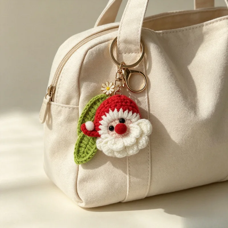 Niedlicher Gehäkelter Gänseblümchen-Schlüsselanhänger Handgemachter Gewebter Mini-Blumenanhänger Gestrickter Blumen-Schlüsselring Taschendekoration Liebevolles Geschenk – Detail 3