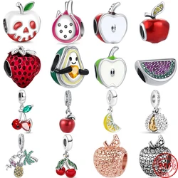 Strawberry Cherry Durian 925 Silver Charms DIY Dangle Beads Fit Original Pendant Bracelet Necklace Fashion Jewelry Gift 2024 New