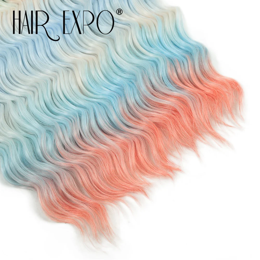 6 قطعة/300 جرام 18 بوصة موجة عميقة تويست الكروشيه الشعر الضفائر الاصطناعية الشعر قوس قزح اللون الأفرو تجعيد الشعر أومبير تجديل وصلات شعر #6