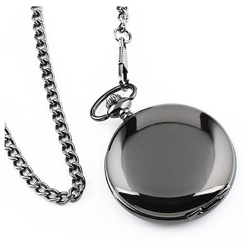 

Mens Pocket Watch Necklace With Gift Box -Black