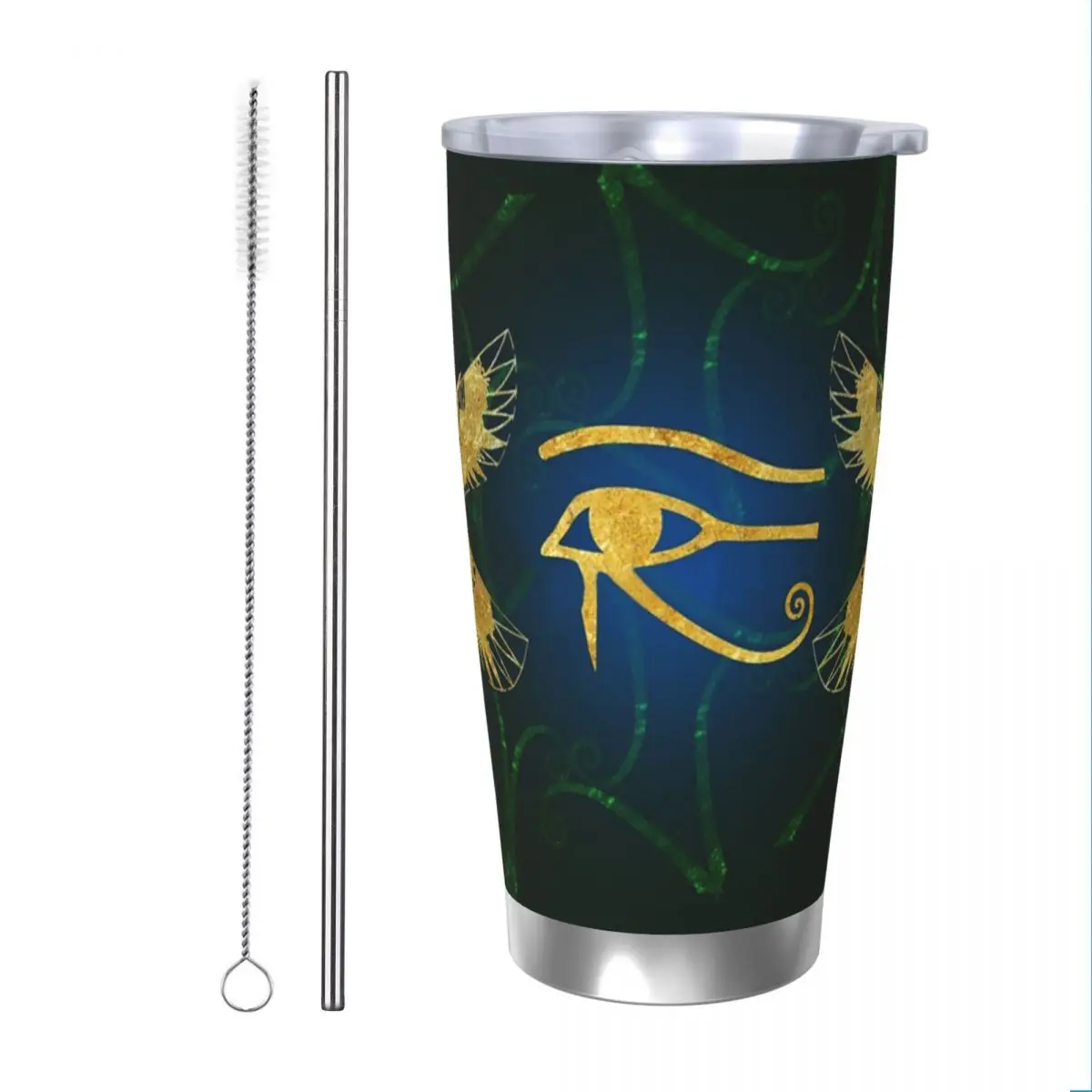 Eye Of Horus Falcons Wedjat Eye Tumbler Vacuum Insulated Egyptian Coffee Cups Stainless Steel Travel Mug Water Bottle, 20oz