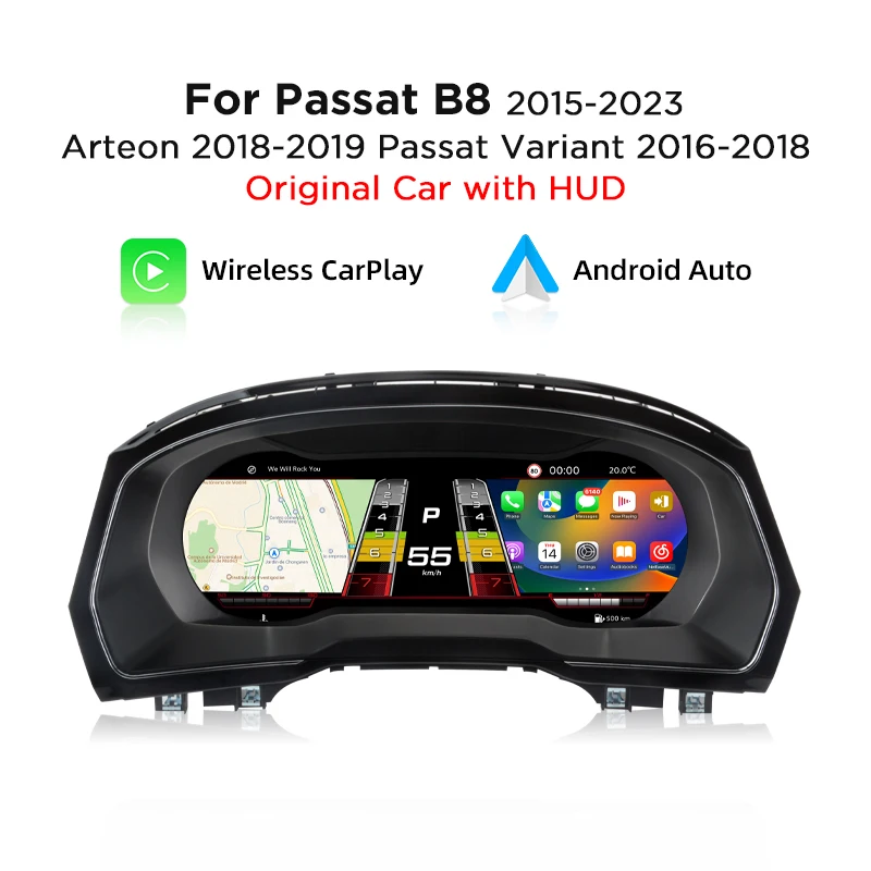 AWESAFE 12.3/10.25 1920*720 LCD Digitaal Cluster Dashboard voor VW Golf 7 Scirocco Golf 6 Golf 5 Sharan T6 MK7 Passat B8 B6 B7 CC Tiguan L Instrumentenpaneel Snelheidsmeter Virtuele Cockpit Met