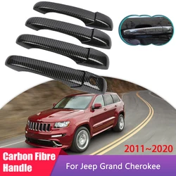 Carbon Fiber Door Handle Cover for Jeep Grand Cherokee WK2 2011~2019 2012 2013 2014 Car Accessories Gadget Decoration Stickers