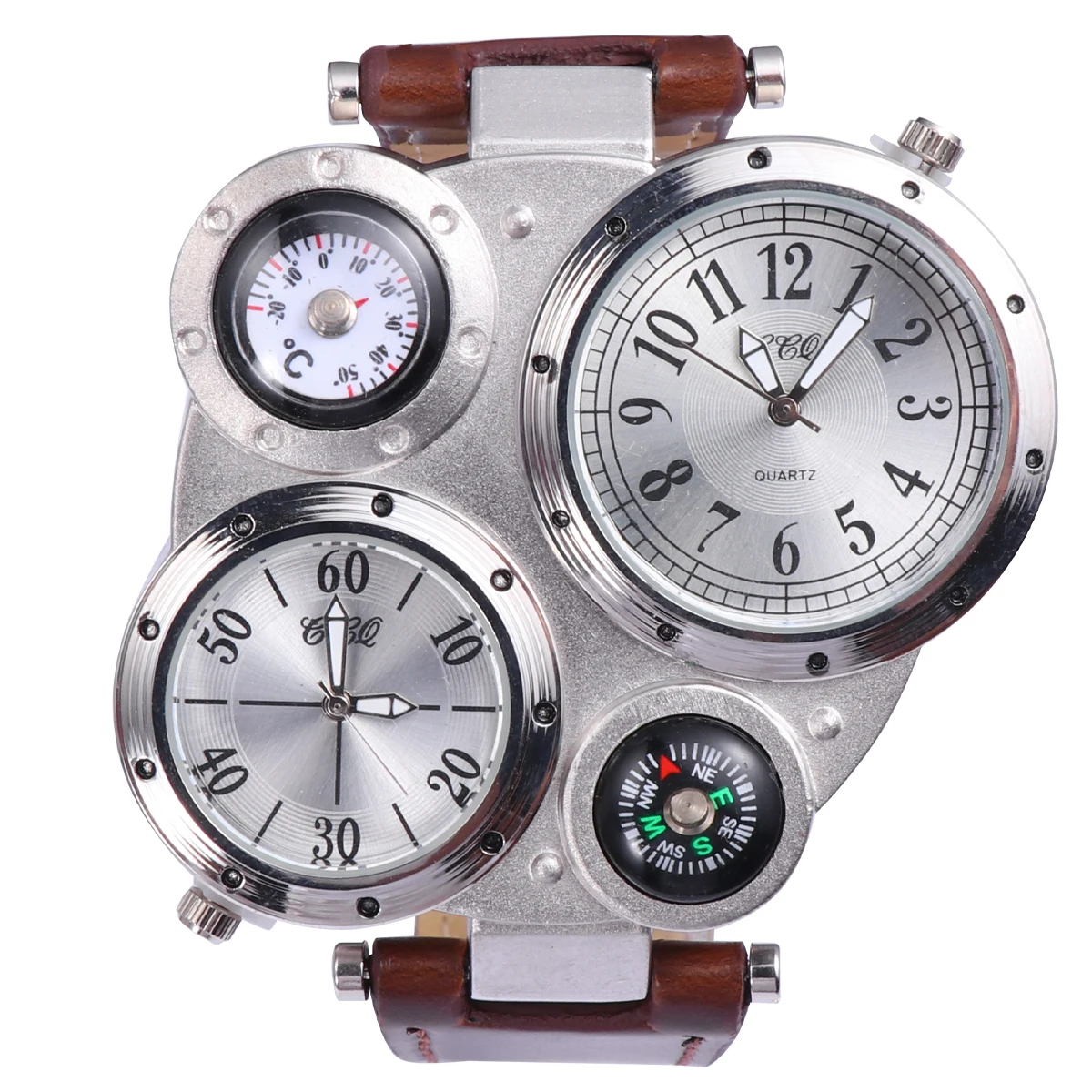 

Thermometer Compass Watch Sports Watches for Men Men's Quartz Fashion Multi Time Movement Man
