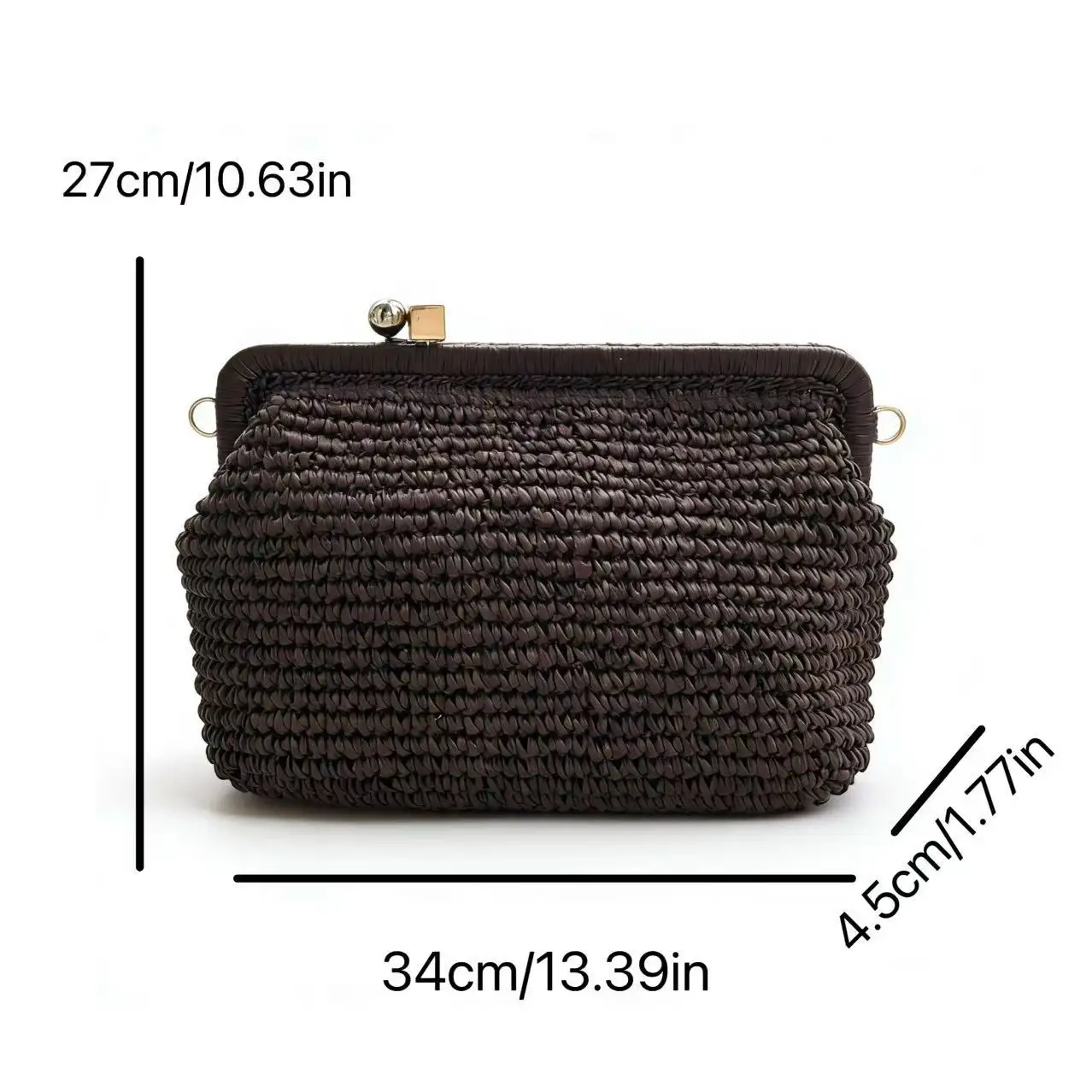 Bohemian Woven Clip Women Bag Handmade Kisslock Shoulder Bag Paper Rope Crochet Straw Bags for Women Summer Beach Bags Handbag