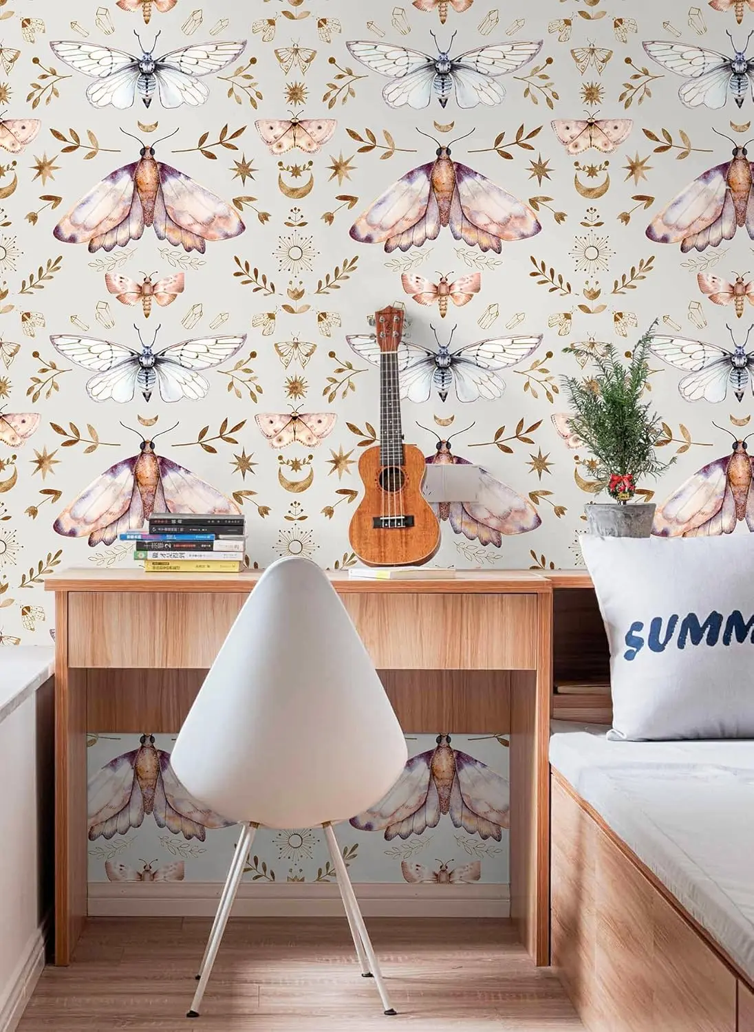 Peel and Stick Boho Vintage Insect Wallpaper Removable Forest Butterfly Wallpapers for Bathroom Cabinets Locker Contact Paper