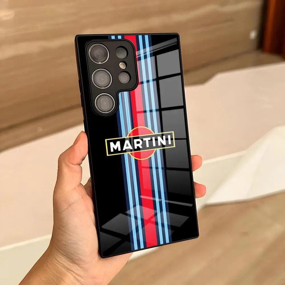 Martini Racing Horizontal Stripe Phone Case For S24 Ultra Samsung S23 Fe S22 S20 S21 Plus A54 A34 A24 A53 A13 A14 Glass Cover