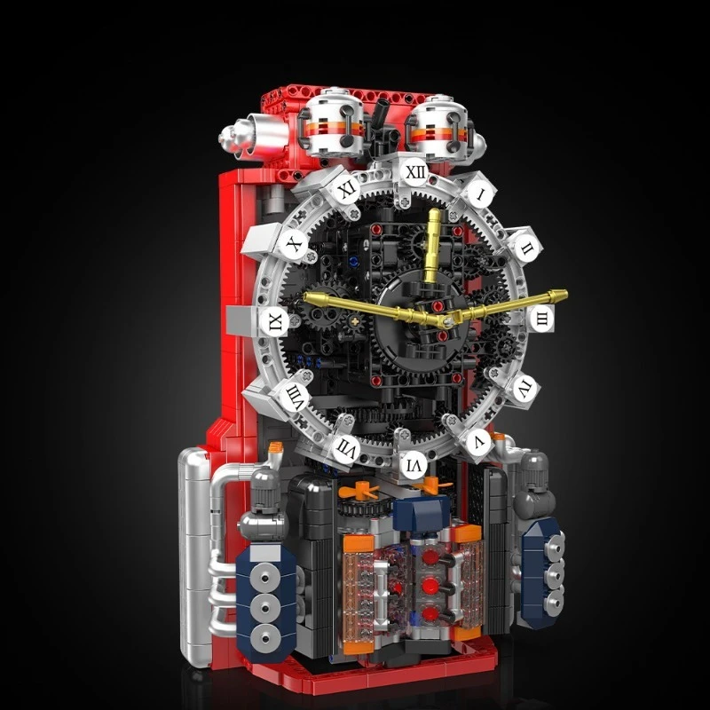 Modelo de relógio de motor para crianças, montagem artesanal, bloco de construção, brinquedo de modelagem, ornamento de mesa, kits de brinquedos para crianças