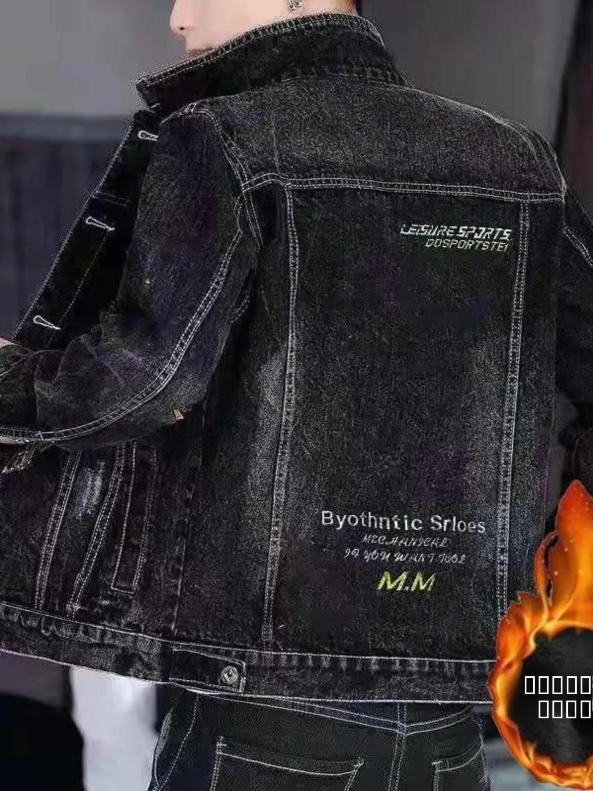 

Мужская джинсовая куртка с начесом, повседневная, больших размеров, осенне-зимняя, свободного кроя, с длинным рукавом и воротником-стойкой