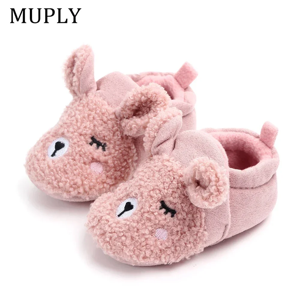 New Arrival Toddler Newborn Baby Cute Shoes Baby Girls Boys Slippers Prewalker Keep Warm Anti-Slip Winter Animal First Walker