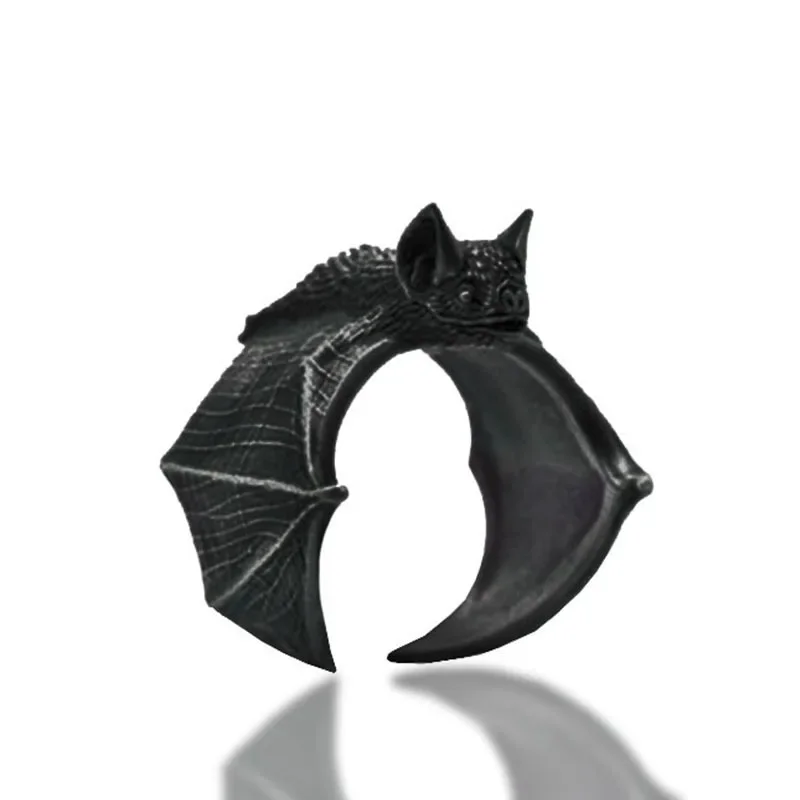 Vintage Halloween Gothic Bat Finger Ring Fashion Punk Adjustable Bat Ring for Women Men Bat Open Ring Party Cosplay Jewelry Gift image 2