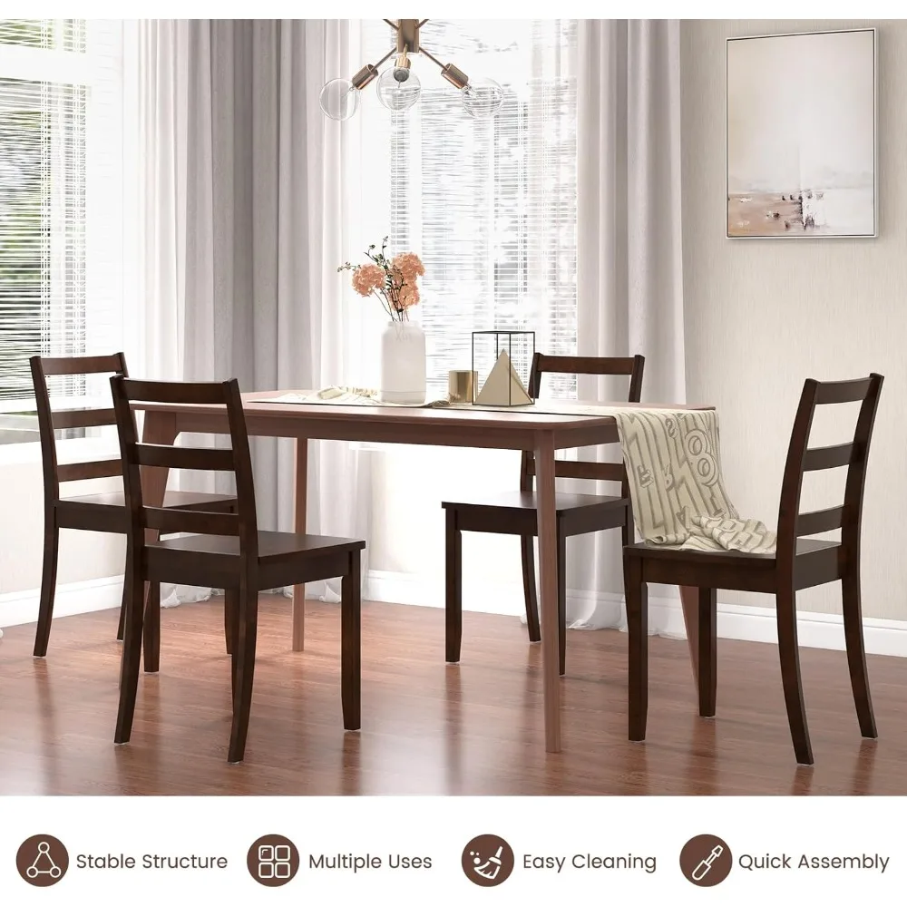 مجموعة كراسي تناول الطعام مكونة من 4 قطع، كراسي جانبية سلمية مع أرجل خشبية مطاطية صلبة ووسادات طعام غير قابلة للانزلاق، 4 عبوات من أذرع موفرة للمساحة #1