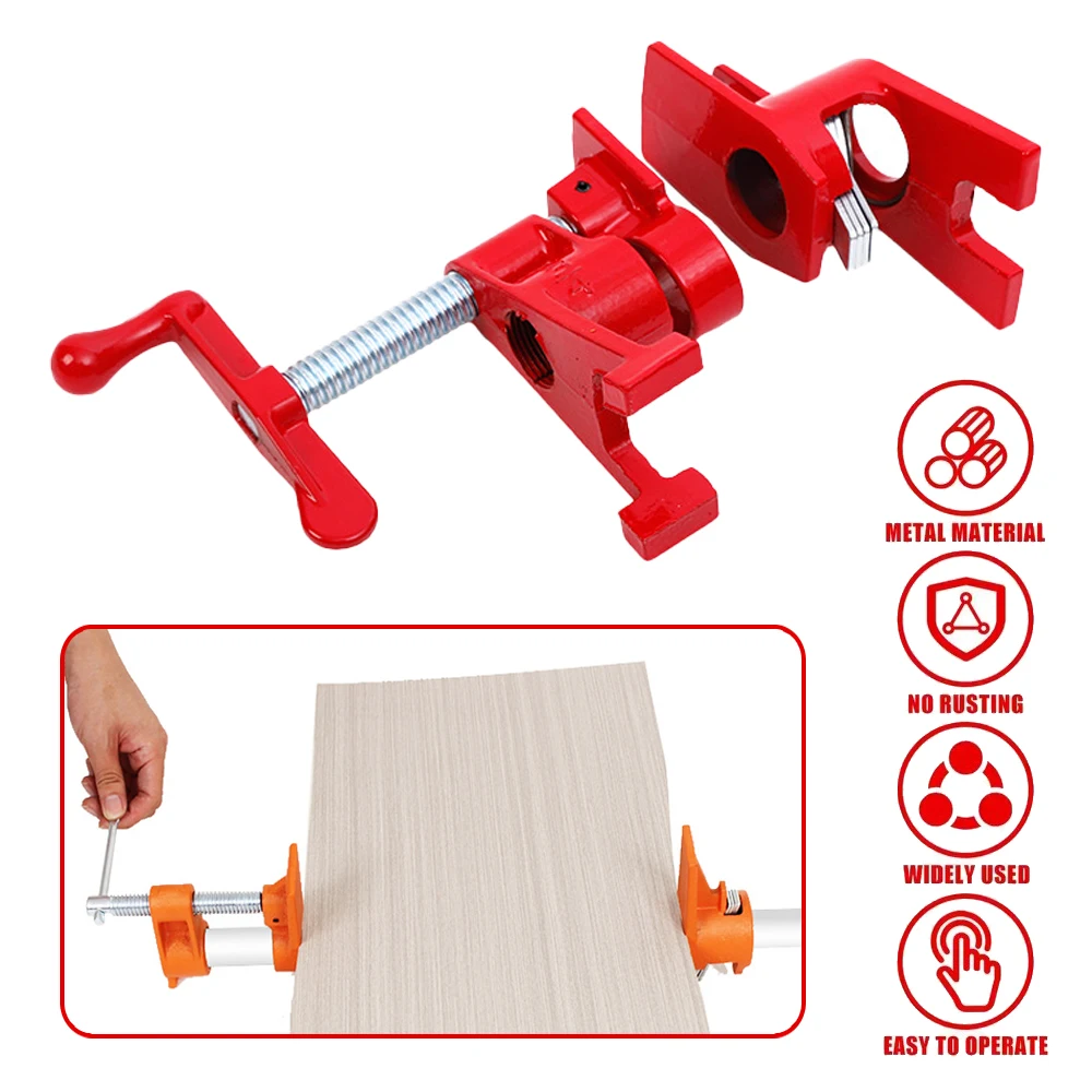 Abrazadera de tubo de alta resistencia de 1/2 "y 3/4", juego de abrazaderas de tubo para pegar madera, tablero de carpintería, accesorio de plataforma, herramienta manual de carpintero