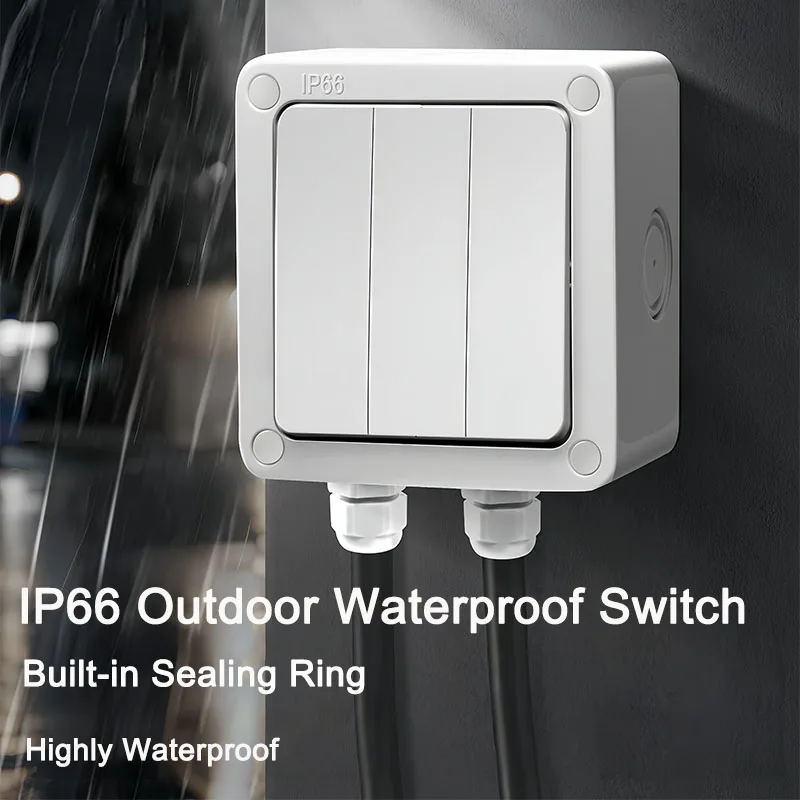 

86 Type Outdoor IP66 Waterproof Wall Switch 1/2/3 Gang 16A Push Button Surface Mount Control Power Panel Switch