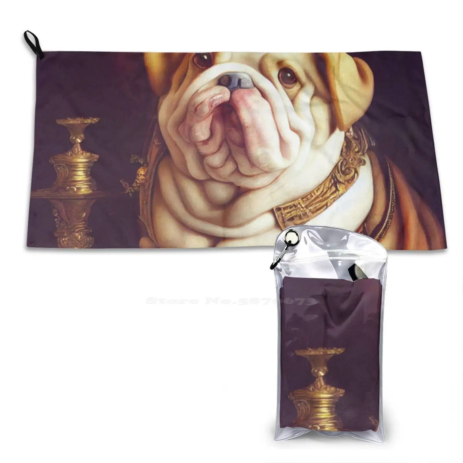 Bulldog And Donuts Print Washcloth Beach Towel Travel Bulldog Donuts Sweet Pastry Cake Love Beautiful Animal Pet Oil Painted