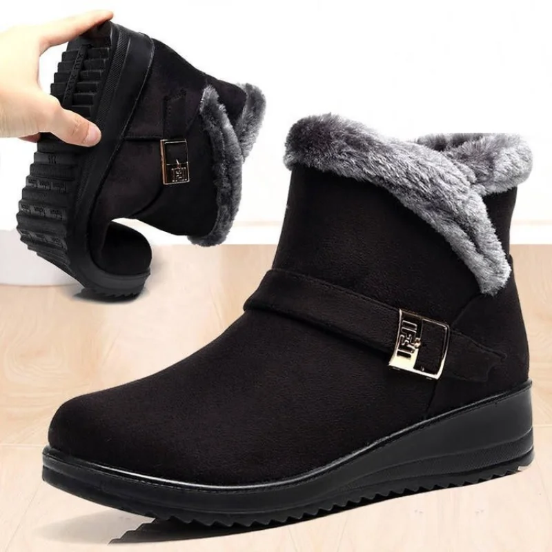 Winter Warm Women Snow Boots 2024 New Platform Casual Shoes Classic Side Zip Design Fur Waterproof Fashion Ladies Ankle Shoes