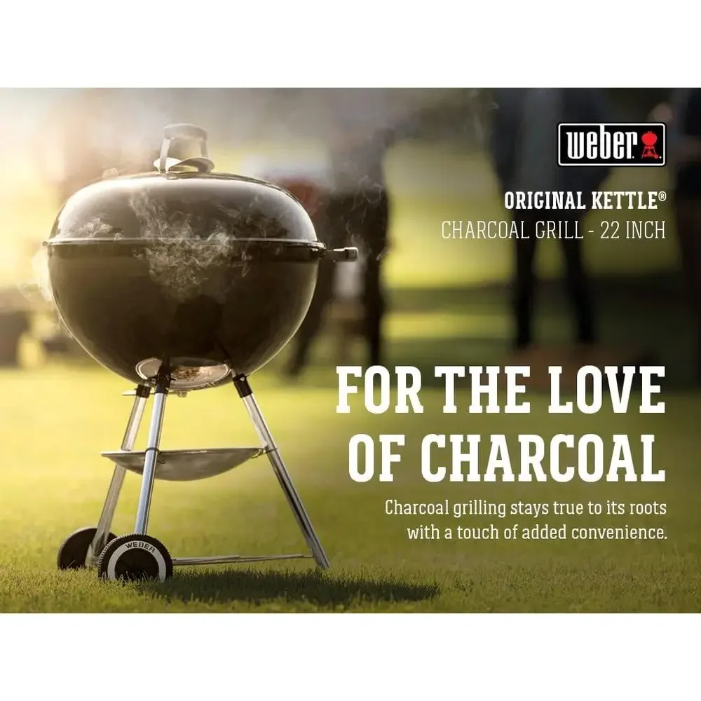22-Inch Outdoor BBQ Grill with One-Touch Cleaning and Precise Temperature Control