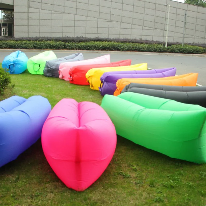 Inflatable Sofa Cushion Camping Air Tent Bed Sleeping Bag Lazy Beach Air Mattress Folding Lounger Chair Garden Outdoor Furniture