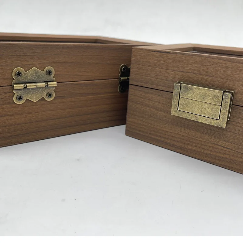 Neues Design 3-Fach Retro Uhrenbox in Dunkler Walnussfarbe mit Braunem Samtinterieur Premium Uhrenaufbewahrung und -verpackung – Detail 6