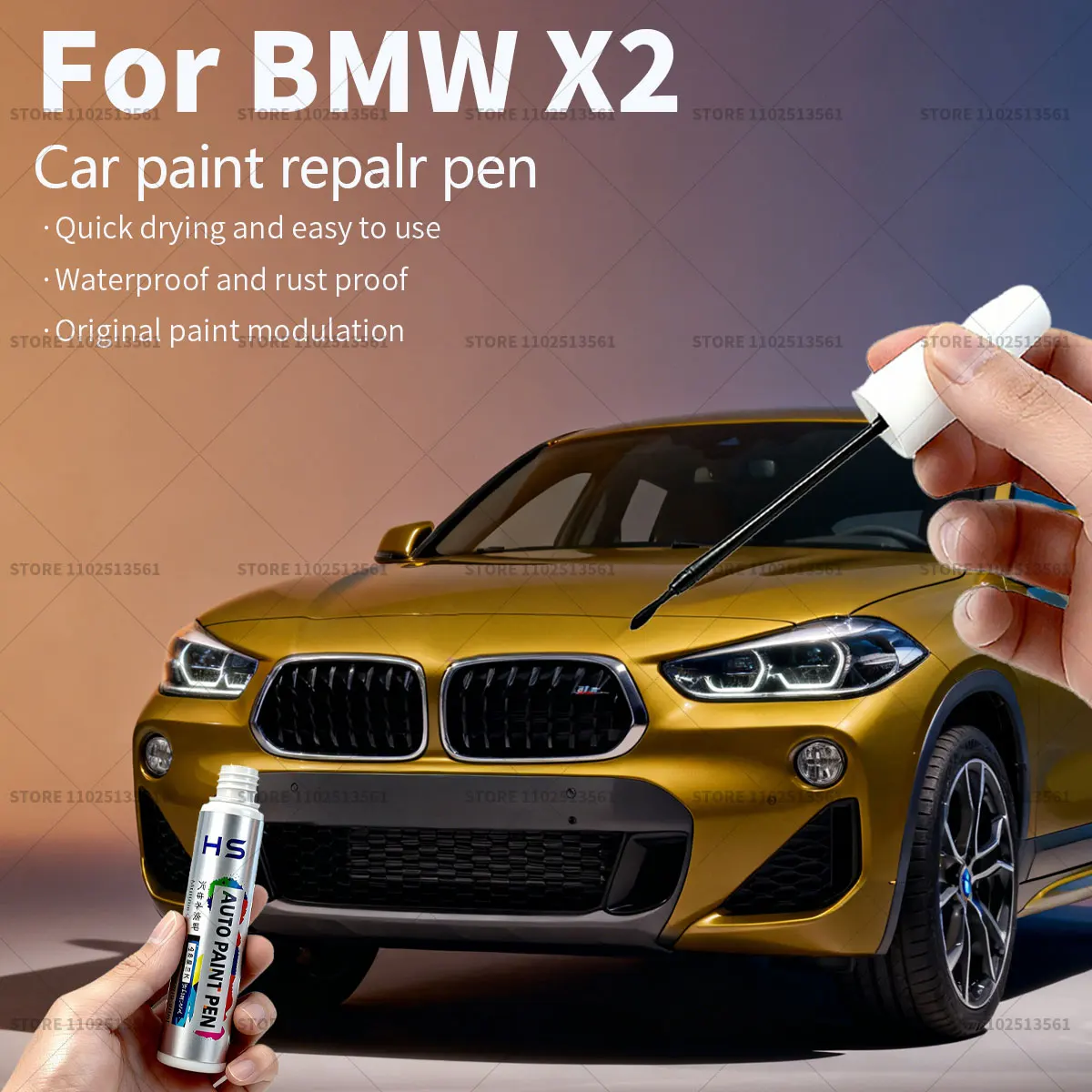 Car Paint Repair Pen For BMW X2 Touch Up Scratch Remover DIY Auto Accessories Blue C10 White 490 Blue C1M Orange C1X Gray A90
