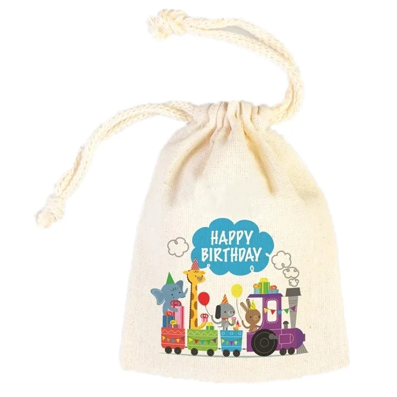 Custom chocolate candy gift bags zoo Animals Train theme girl boy happy 1st 2nd 3rd 4th 5th 6th Birthday party decoration favor