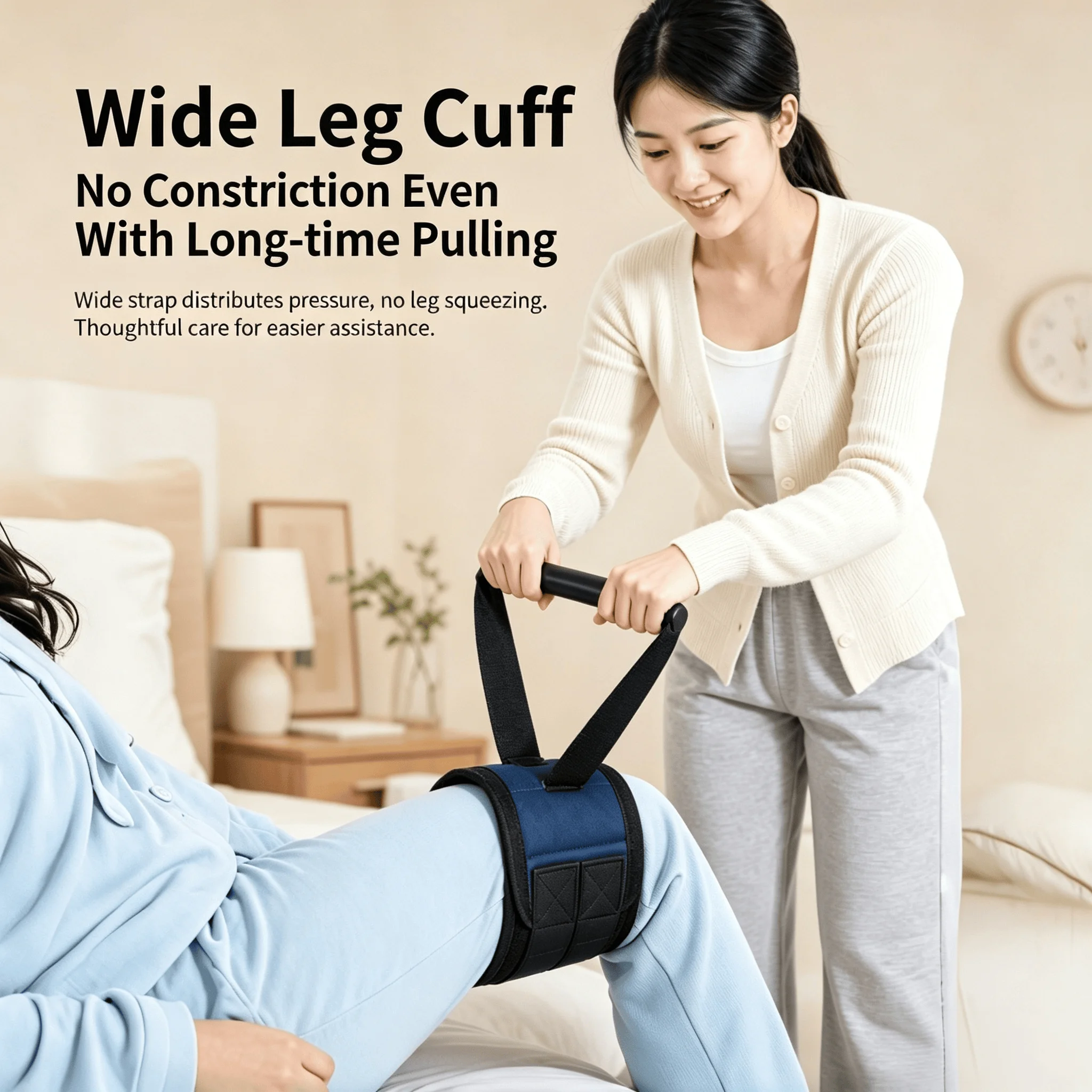 Padded Leg Lift Strap with Hand Grip Transfer Belt - Mobility Aid for Elderly And Disabled Assists with Bed & Wheelchair Transfe
