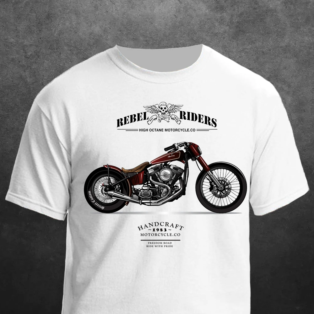 T Shirt Man Motorcycle Motorbike Art Vintage Rebel Riders Summer Casual Printing Short Comfortable O-neck