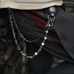 Men Vintage Long Metal Rock Trousers Hipster Pant Jean Keychain Ring Clip Tassel Keychains Women Accessory