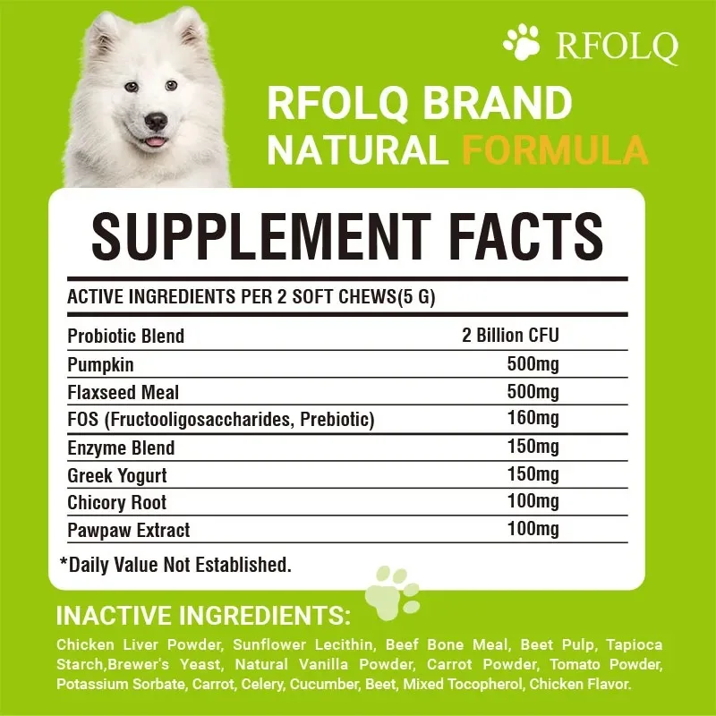 Probiotic for Dogs - Nutritional Supplement, Reduces Diarrhea and Gas, Enhance Gut Health, Enhance Immunity, Reduce Itchy Skin