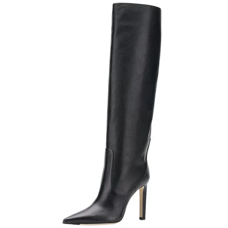 

2024Women's New Suede Knee Boots Pointed Toe Stiletto Boots Fashion Fashion Week Noble Sleeve Plus Size Women's Boots