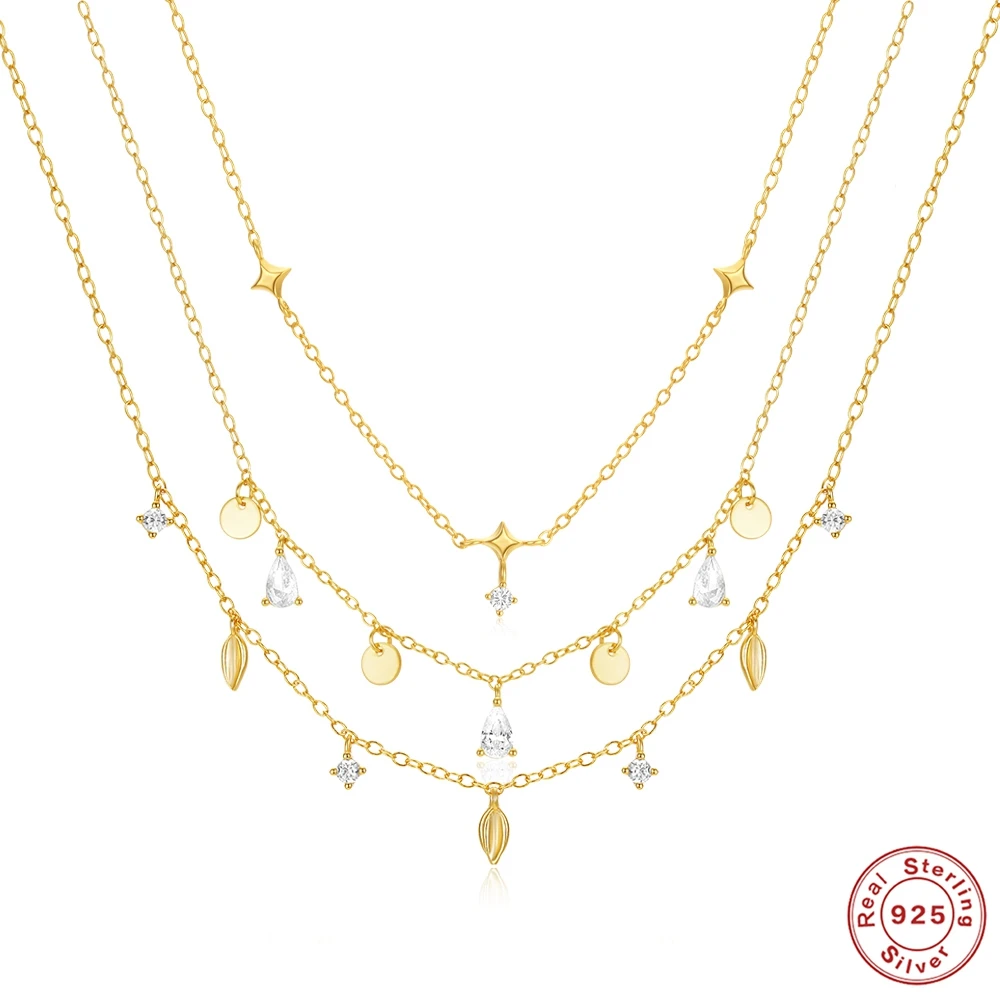 

AIDE 925 Sterling Silver 4 Different Styles Zircon Pendant Necklace for Women Boho 45cm CZ Choker Necklace Collares Fine Jewelry
