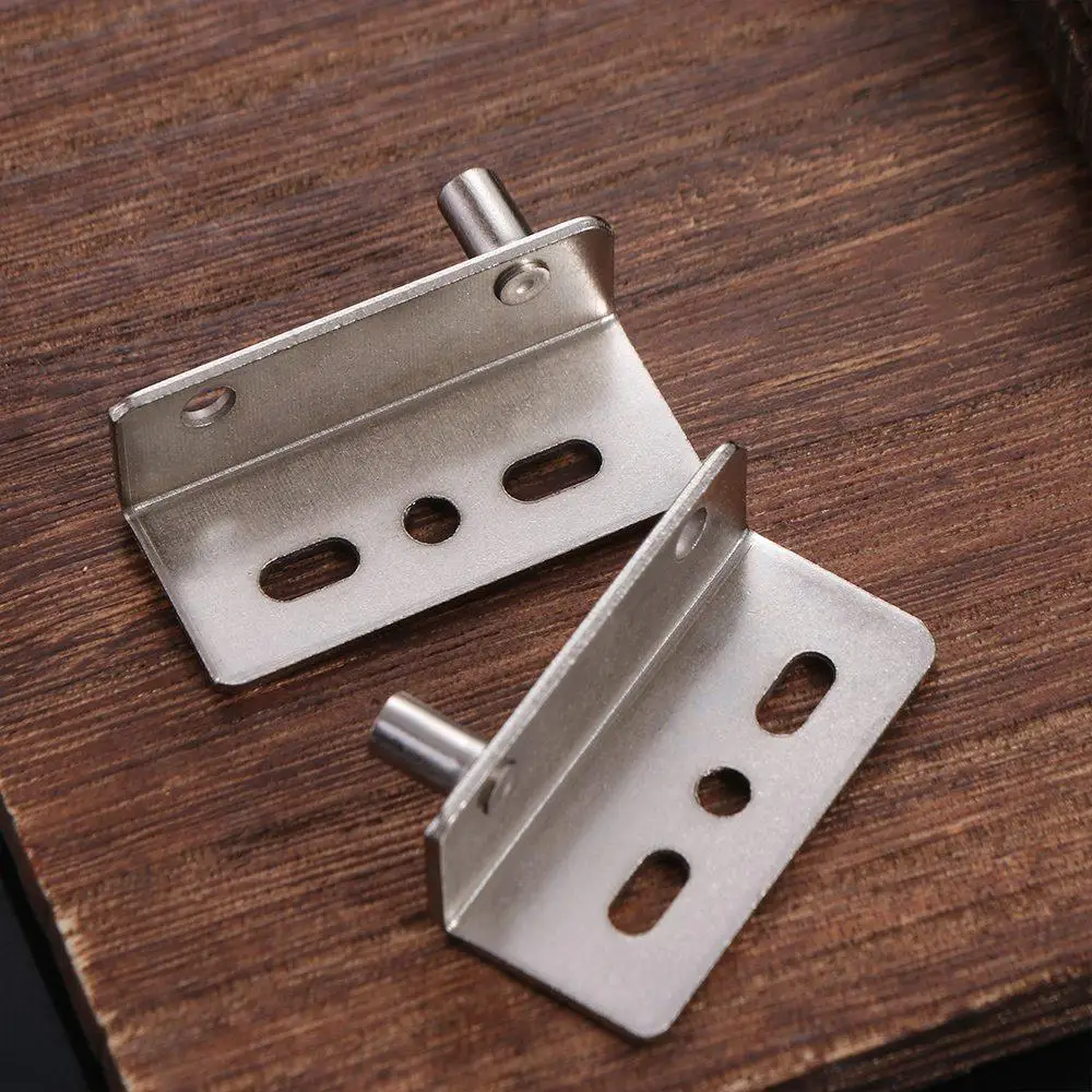 2pcs Multifunction Pivot Hinges Stainless Steel With Bushing Upper Lower Hinge Clips Black/Silver Heavy Duty Concealed Shaft