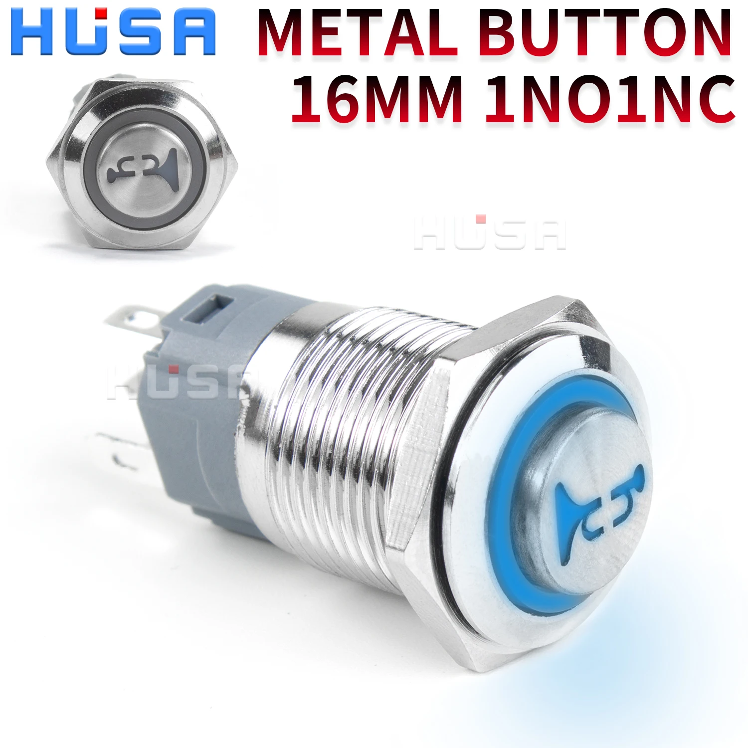 16mm With wires Waterproof Metal Push Button Switch LED Light Momentary Latching Car Engine Power Switch  silver HUSA 1NO1NC