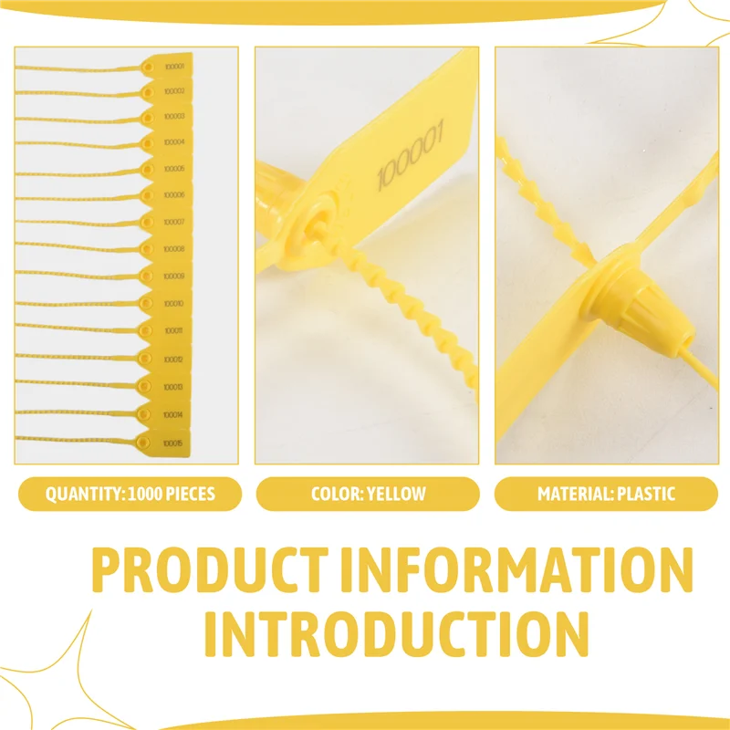 APPLIA-1000 Pcs Fire Extinguisher Tags Security Tags Seals Safety Numbered Zip Ties Labels (Yellow)