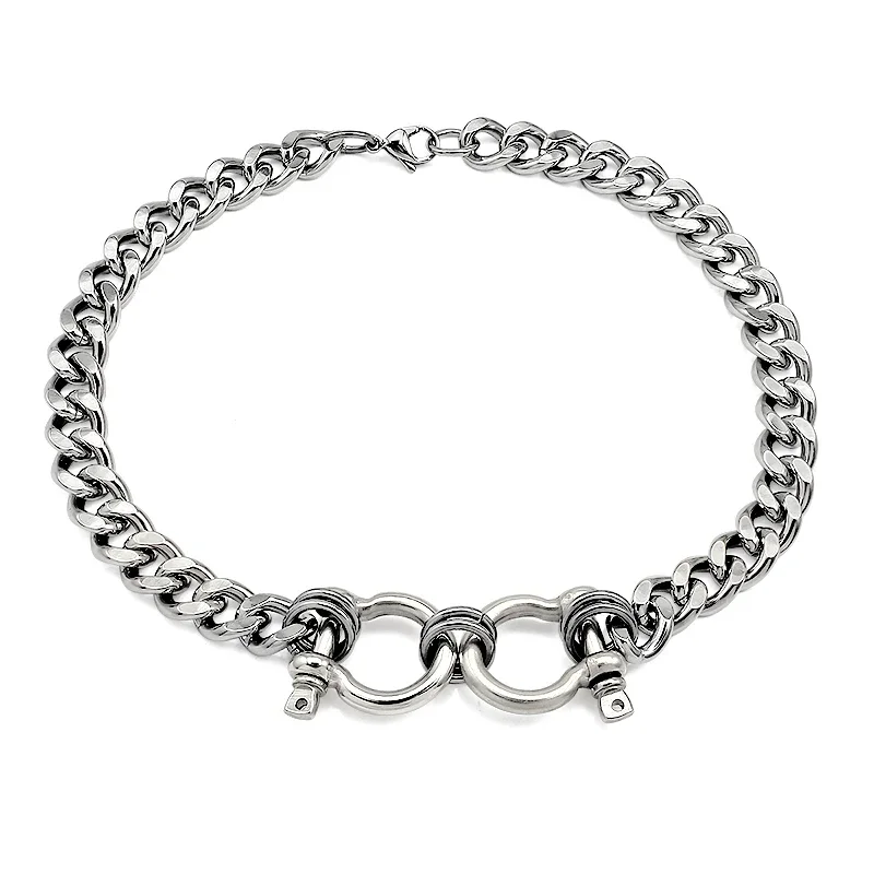 Collane con chiusura a vachette a maglie grandi in acciaio inossidabile 316L Moda Collana con clavicola a catena cubana Gioielli Regali y2k Catene semplici