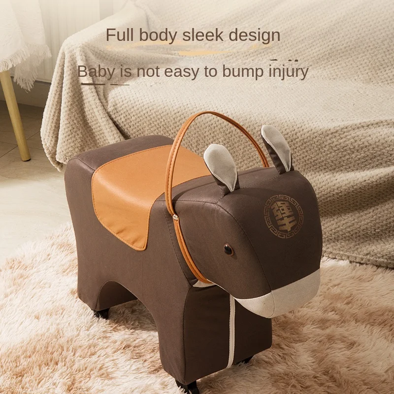 Little donkey pet stool shoe stool children mobile sedentary solid wood