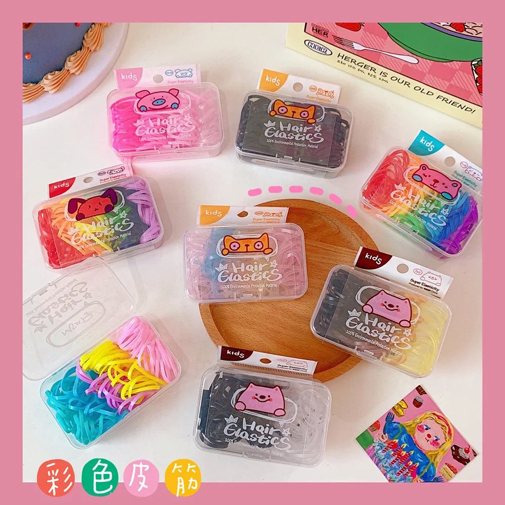 Japanese Cute Jelly Colored Candy Hair Tied Rubber Band Box Baby Headband Disposable Rubber Band